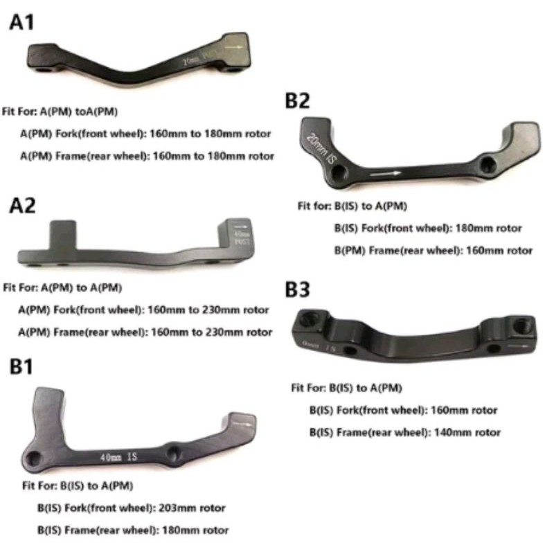 Adaptor Cakram Caliper Rotor Rem . Adapter IS PM insmount Post mount 140 160 180 203 mm 4 6 7  inch sepeda mtb lipat folding bike city bike