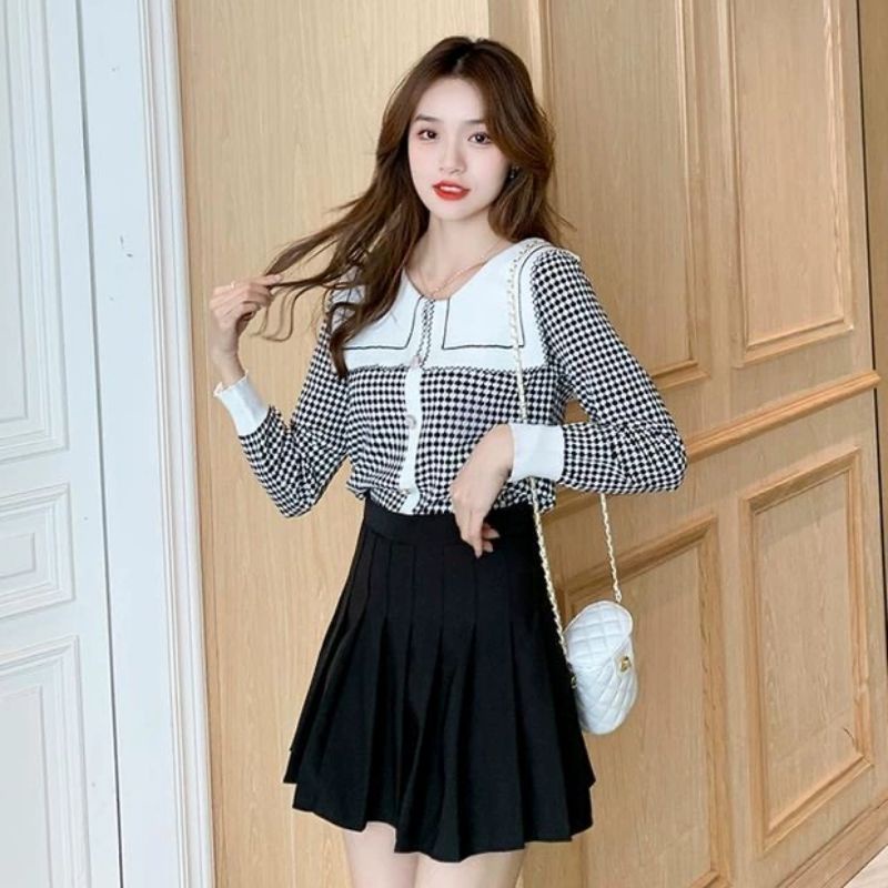 MDLV ~ 81021-1# Loretta Knit Top Blouse Korea Blouse Premium Blouse Import Blouse Rajut Lengan Panjang Fashion Import