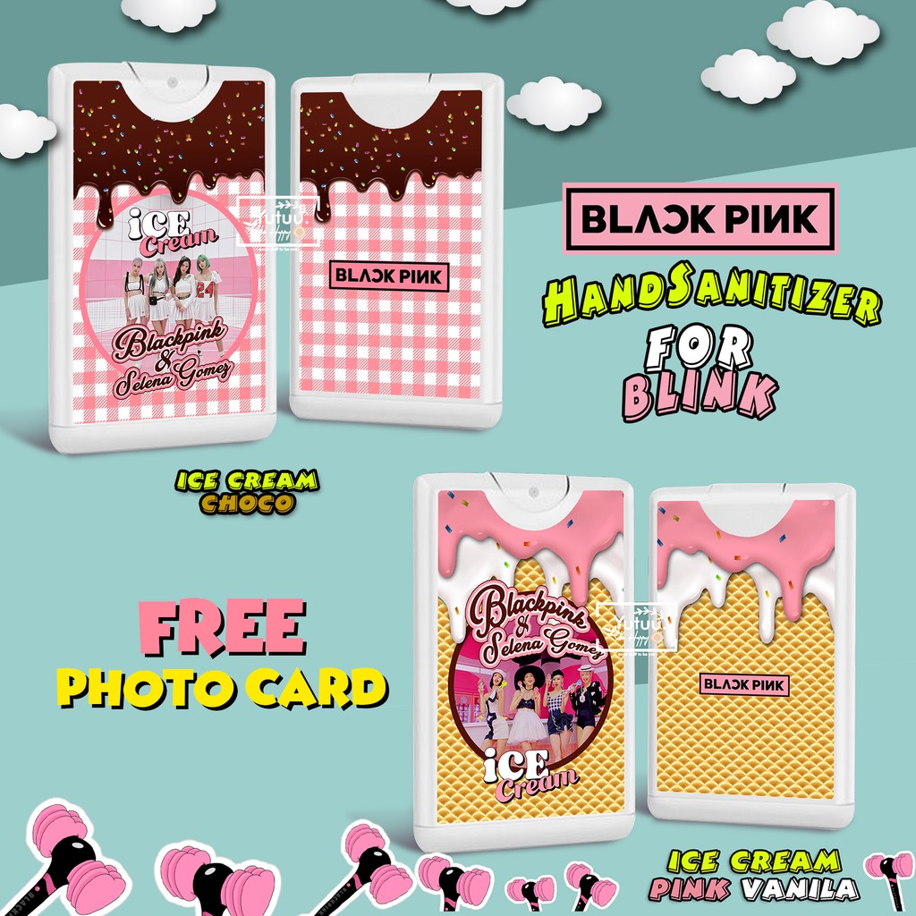 BLACK PINK HANDSANITIZER SPRAY POCKET (ICE CREAM VER) KPOP HANDSANITIZER ( FREE PC CARD ) fanmade