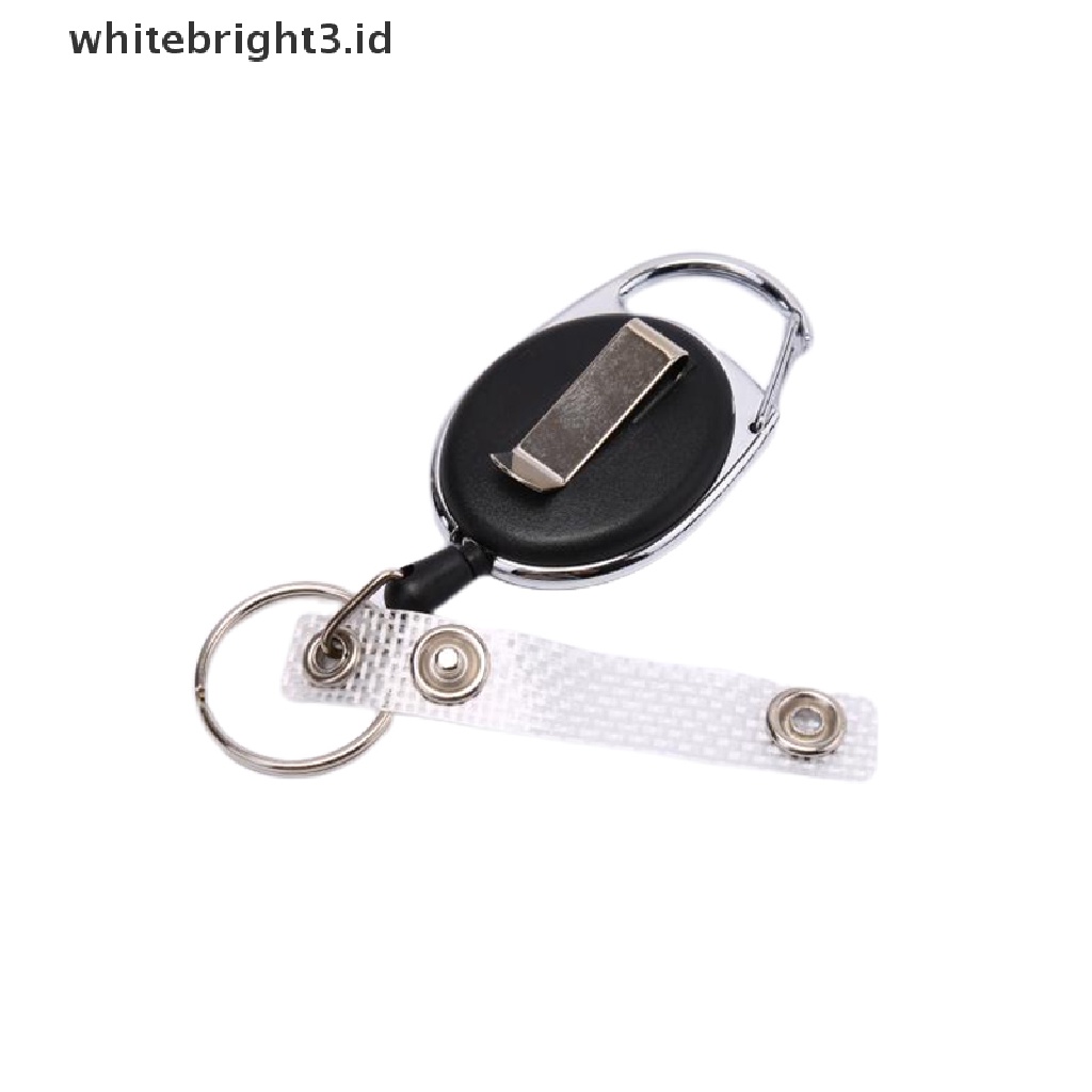 (whitebright3.ID) 1pc Gantungan Kunci Tali Kawat Baja Hitam Retractable 60cm Holder Kartu ID