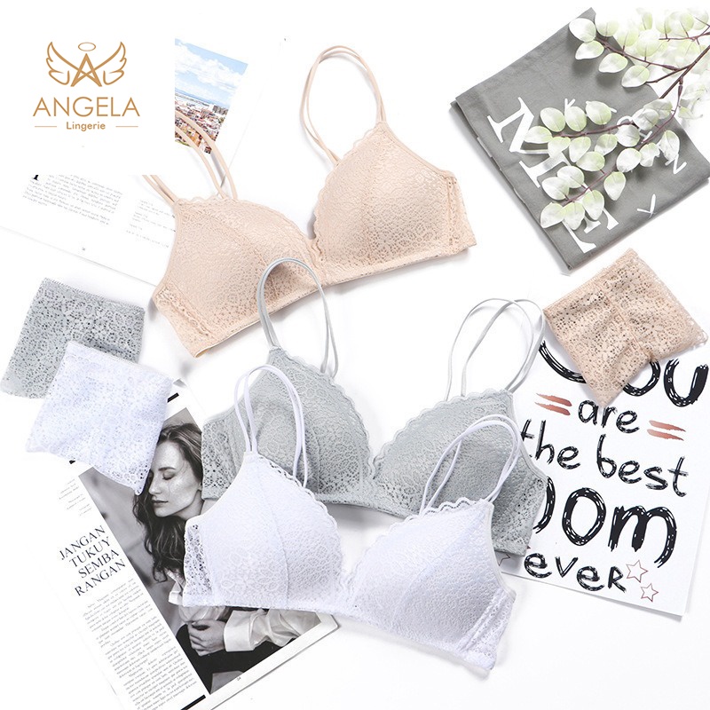 ANGELA JAPAN Bra BH Push Up Tanpa Kawat Wanita Cewe Busa Tipis Import Bisa COD Renda Seamless Bikini