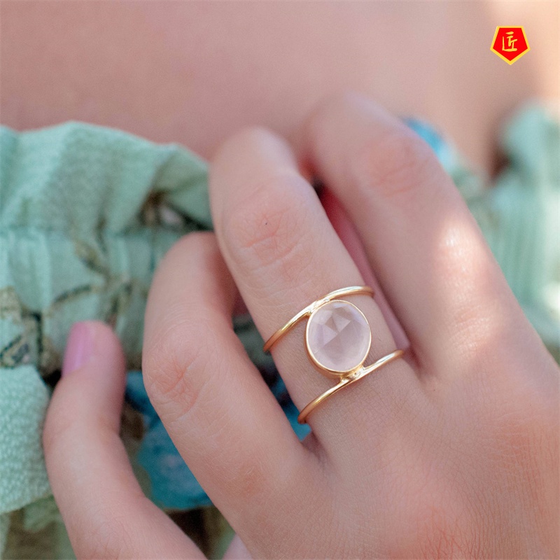 [Ready Stock]Gold round Shell Gold Ring Simple Fashion