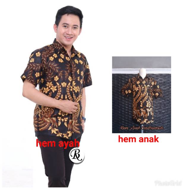 Kemeja hem batik pria baju ayah dan anak seragam kantor pekalongan model cendrawasih