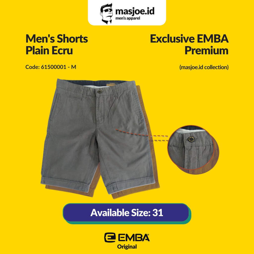 Celana Pendek Pria EMBA Original - Plain Ecru