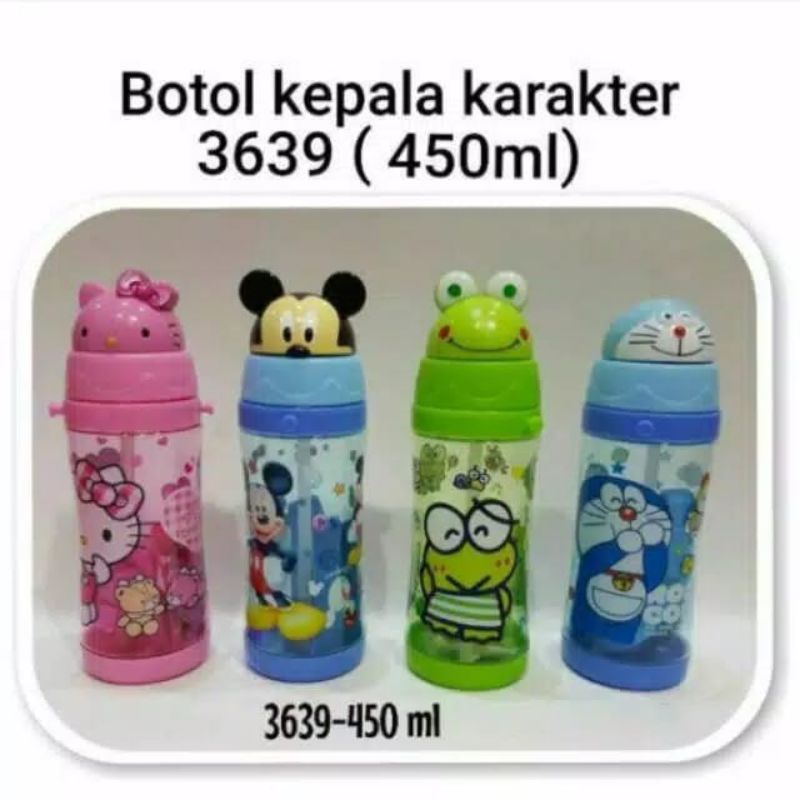 Botol kepala karakter Hello Kitty Keropi Micky Mouse Doraemon BPA