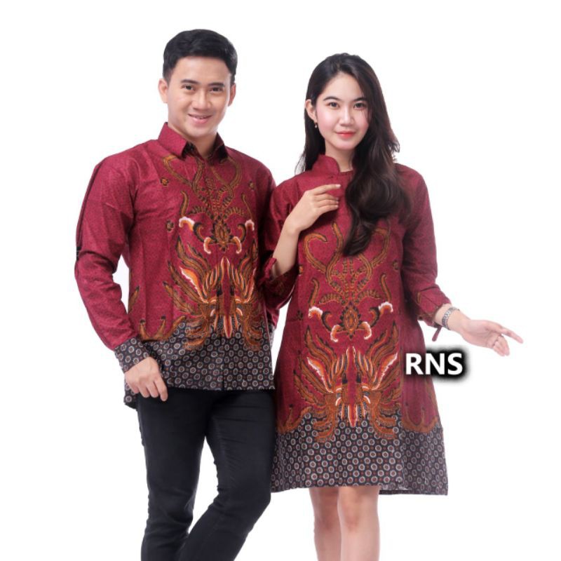 Baju Couple Keluarga Batik Pria Dan Wanita Seragaman Motif Rowo Abang