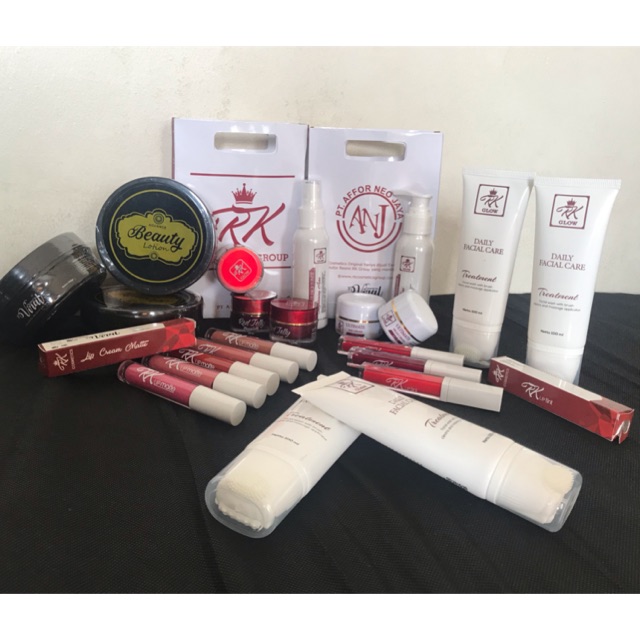Paket Rk kosmetik viral red jelly+rk glow+beauty lotion+treatment+lipmatte+liptint/anj/asli ori bpom