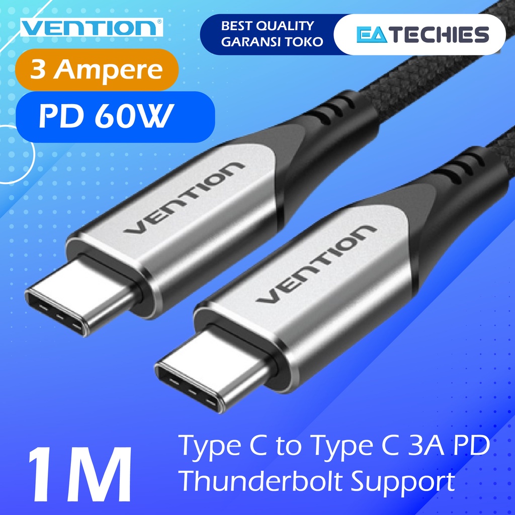 Vention Kabel Data USB Type C Thunderbolt 3 PD Power Delivery M to M - TAA Grey 1M