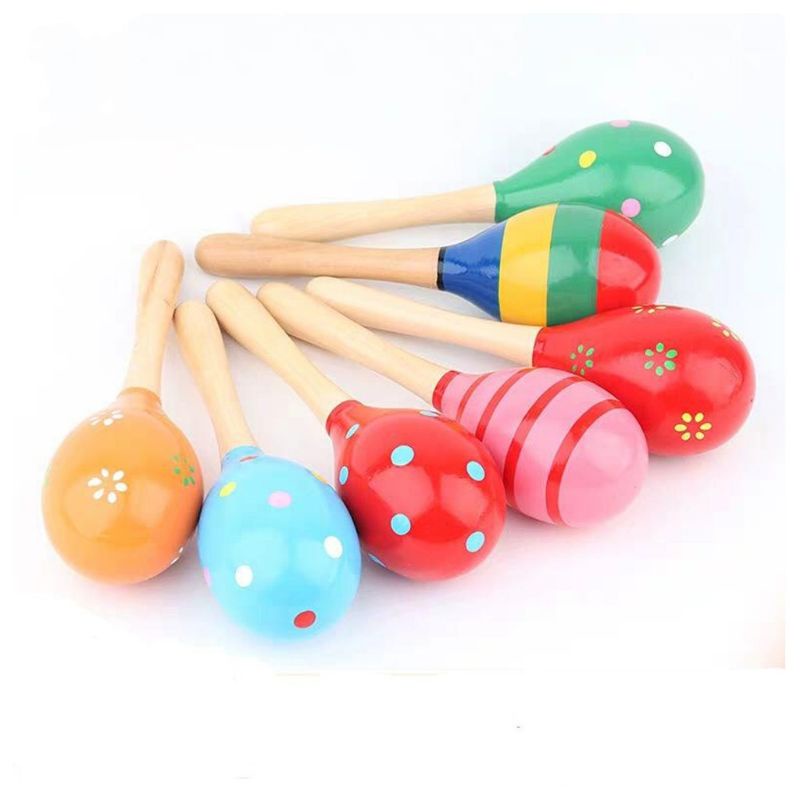 Baby Maracas Mainan Bayi Kerincingan bayi Rattle Marakas Kayu kerincing genggam Rattle Kayu