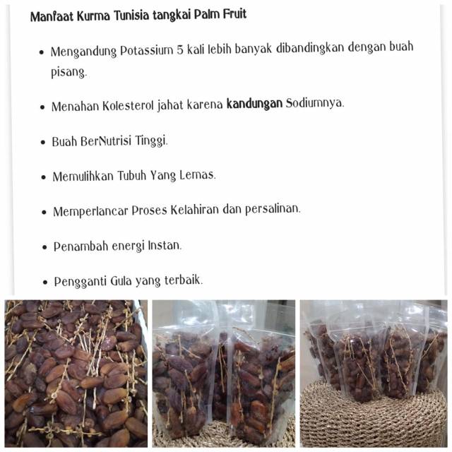 

KURMA TUNISIA PALM FRUIT 500 GR 65 RIBU