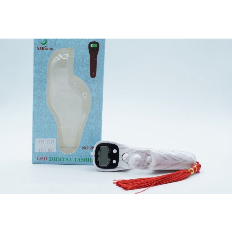Tasbih Digital Ibadah Doa Zikir Muslim Lampu LED Premium - Putih Kayu White Wood - SXH5136 - SKU 2.0