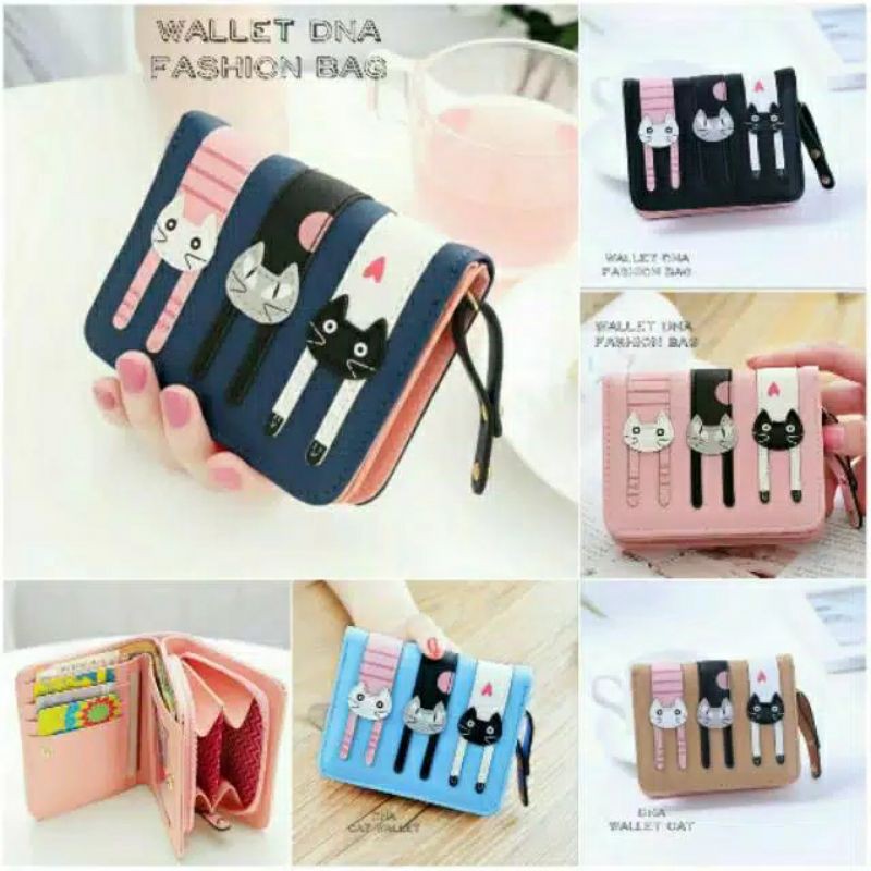 free masker Dompet mini 3kucing /dompet wanita /dompet lipat murah