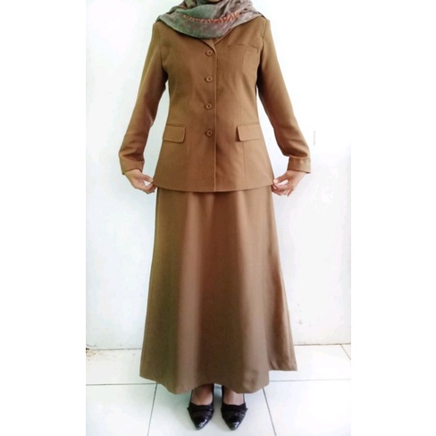 Baju Dinas Wanita Pemda Aceh Blazer PNS ASN Keki Seragam Pemda Khaki Wanita Baju Guru coklat tua