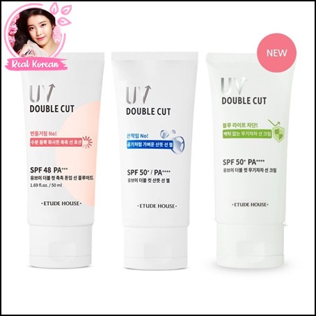 ETUDE HOUSE UV Double Cut Fresh Sun Gel + Moisture Tone Up Sun Fluid SPF48 - 50 ml + Mineral Sun Cre