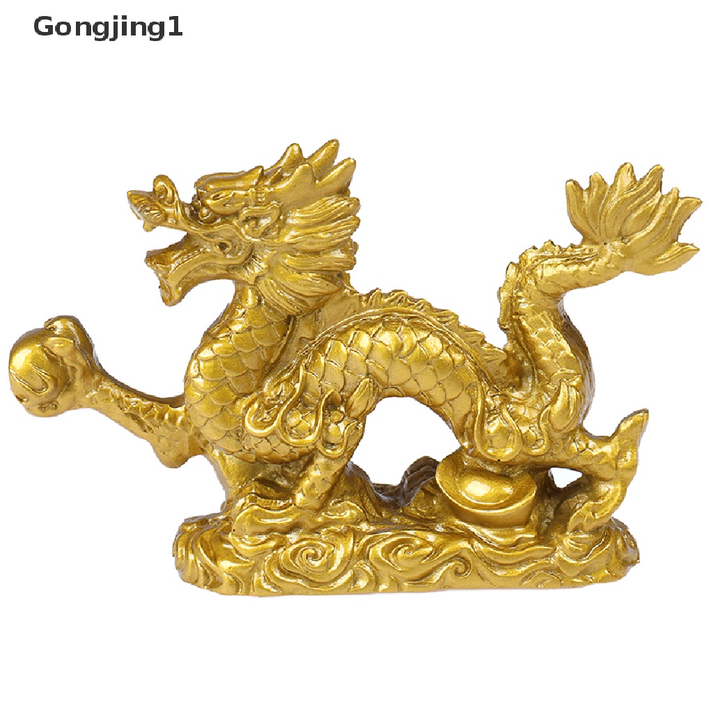 Gongjing1 Ornamen Patung Naga Zodiak Cina Warna Emas Untuk Dekorasi Rumah