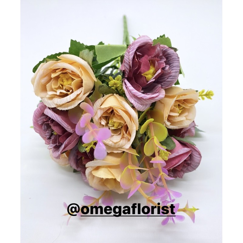 Rose Ekaliptus Bunga Artificial/Bunga Plastik/Bunga Dekorasi/Dekorasi Pernikahan/Pernikahan-Ungu