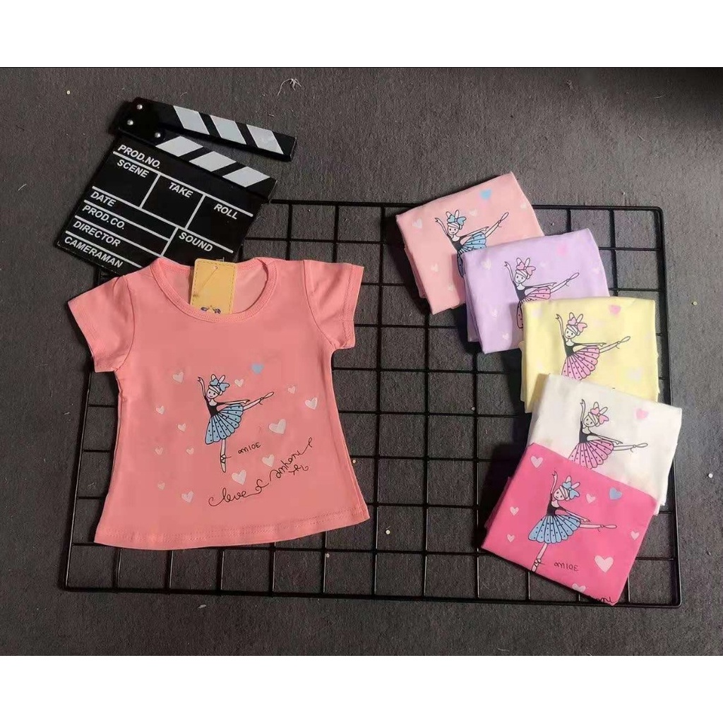 Baju Anak Perempuan Usia 1 tahun - 9 tahun / Kaos Anak Perempuan Lengan Pendek / 100% cotton import