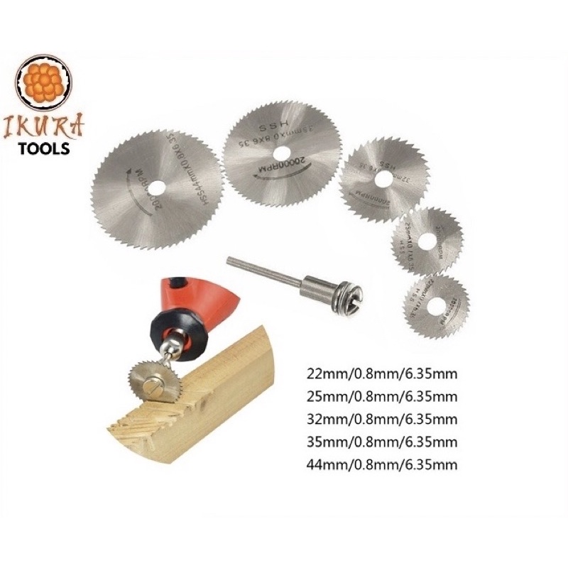 IKURA MC201 Mini Cutting HSS 6Pcs Mata Gergaji Circular Saw Blade Disc Grinder Gerinda Potong Set Bor 6 Pcs MC-201