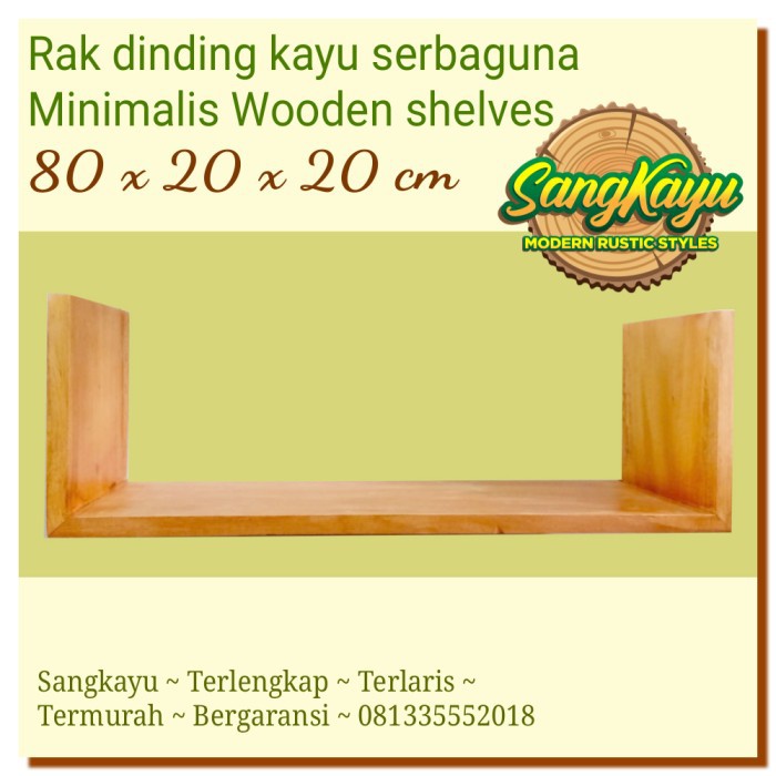 Rak dinding serbaguna kayu 80x20 cm rak kayu minimalis Wooden shelves