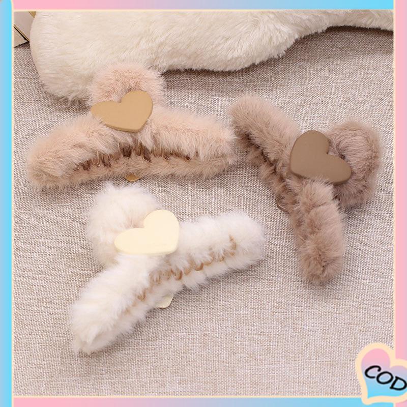 COD❤️ Love Plush Hairpin Fashion Imitasi Kelinci Rambut Temperamen Curling Clip-A.one