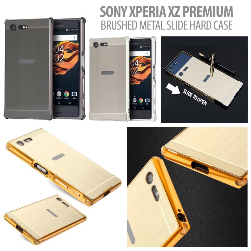 Sony Xperia XZ Premium - Brushed Metal Slide Hard Case