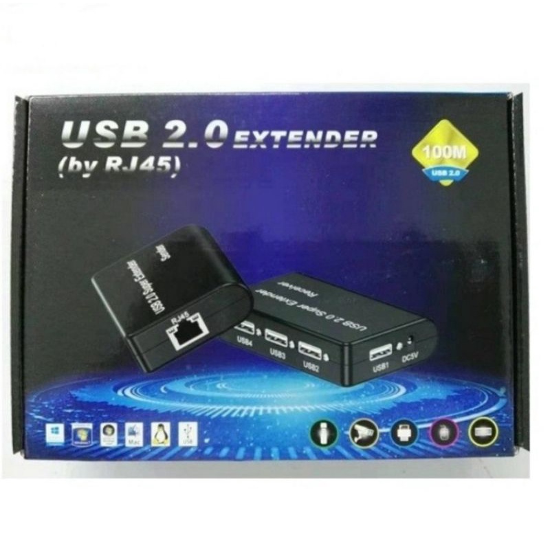 USB 2.0 EXTENDER 100 Meter With USB Hub 4port