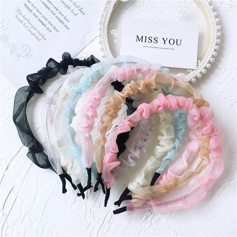 Bando Kerut Wanita Gaya Korea Aksesoris Fashion/ Bandana Scrunchie Korea Aneka Warna Tmall88