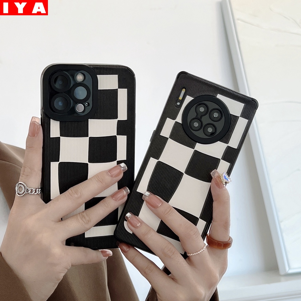 Case Motif Kotak-Kotak Hitam Putih Untuk OPPO A16 A5 2020 A74 F7 F9 Reno5 6 5G RealmeC35 5 C11 2021 Narzo50A A15 A54 A31 RealmeC21Y Reno 6z A95 A74 A3S A5S A7 A12 A53 A94 A1K Reno5F Realm 8 C25S C12 C15