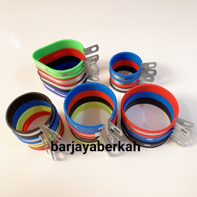 klem knalpot oval uk 3.5in , 4in dan 4.5 inch warna varian Klem Knalpot Racing/Breket Gantungan Knal