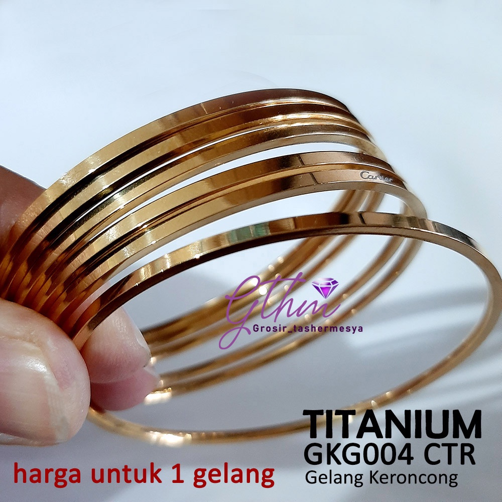 titanium gelang tangan wanita keroncong harga satuan anti karat anti alergi gkg004 gthm perhiasan emas import