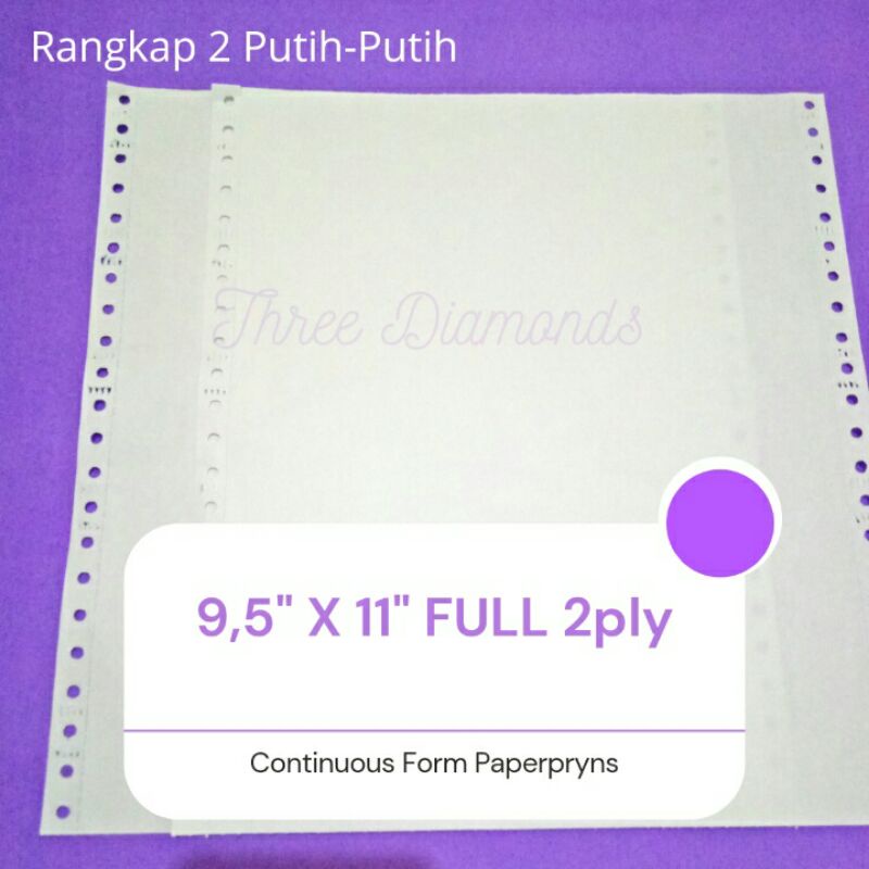 

(10 Lembar 2ply) Kertas Continuous Form 9,5 x 11 2ply Putih-Putih