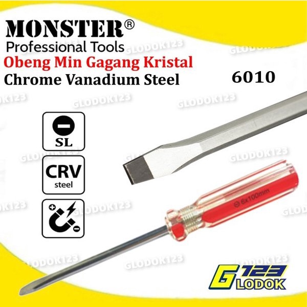 Obeng Min Magnet Slotted Screwdriver Gagang Crystal Kristal Taiwan