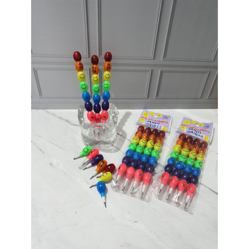 (4pc) pensil lantu bensia model sate/pensil cabut pasang/pensil bongkar-Warna Cerah