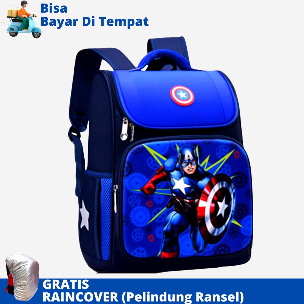 Tas Sekolah Anak SD Karakter Superhero FIBER DSTR-1002 Ukuran SD Ransel Anak