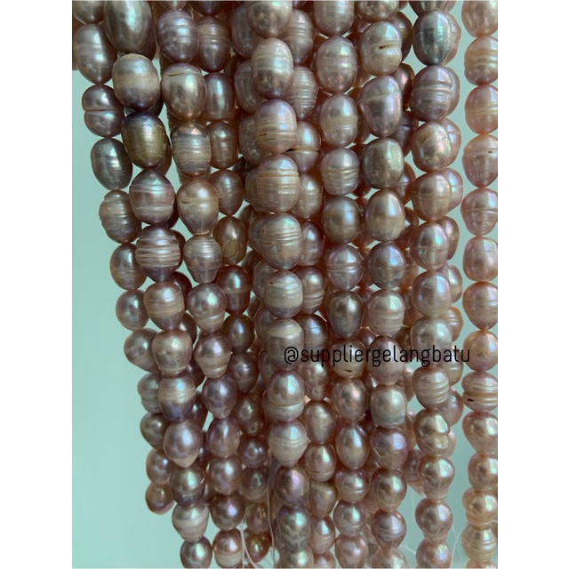 Bahan Mutiara Air Tawar Barok / Baroque LAVENDER 10 x 16mm OVAL pearl