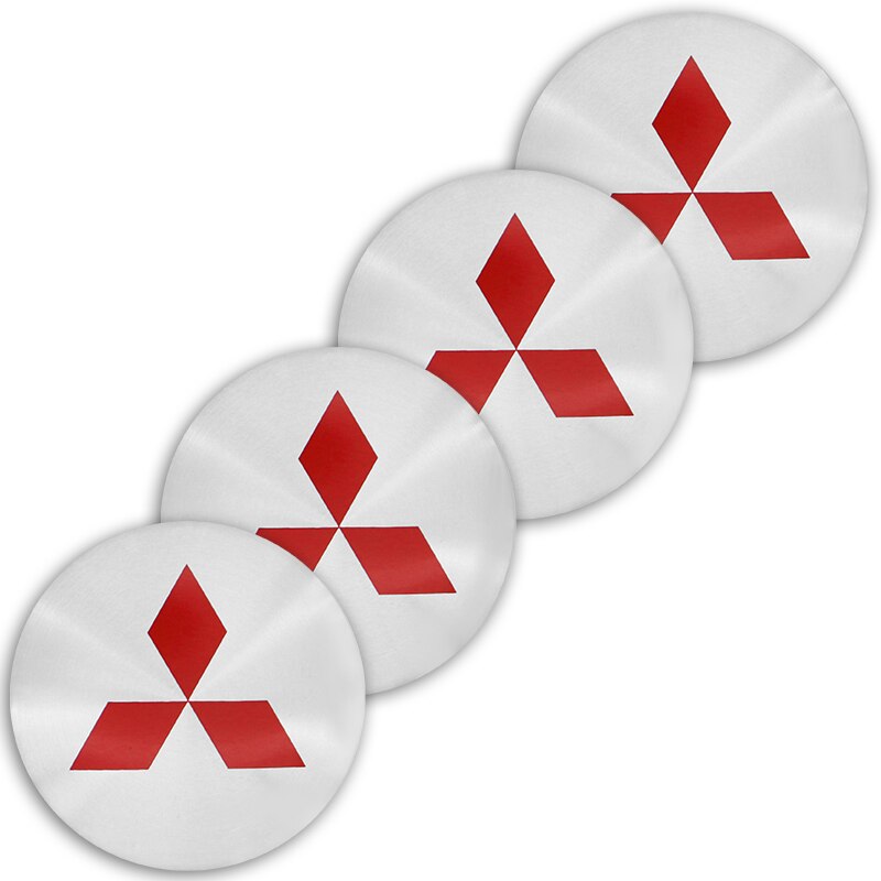 4pcs 56mm Stiker Emblem / Badge Logo Mitsubishi Untuk Dekorasi Velg Mobil