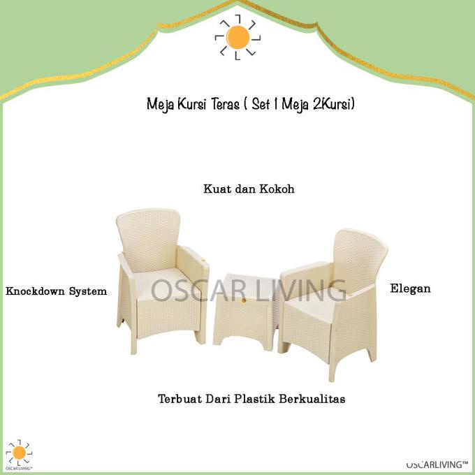 Meja Kursi Teras Minimalis Plastik Akako Akr Promo (Set 1Meja 2Kursi) Damitaseller