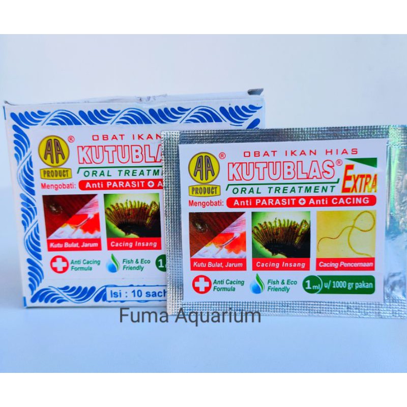 Obat Kutu Ikan Hias Kutublas Extra Anti Parasit + Anti Cacing 1ml oral treatment 1ml Harga per 1 sachet