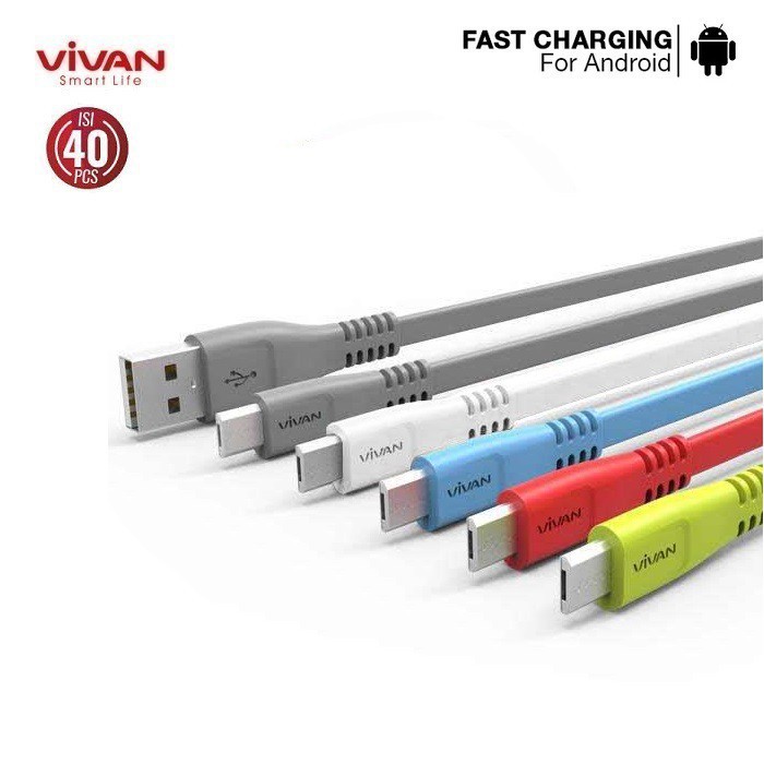 Kabel Data Vivan CSM100S Micro USB 1M Cable Data For Android (1 Toples isi 40 Pcs)