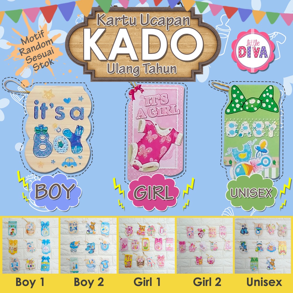 Kartu Ucapan Kado Ulang Tahun Bayi Baby Card Random Girl Boy