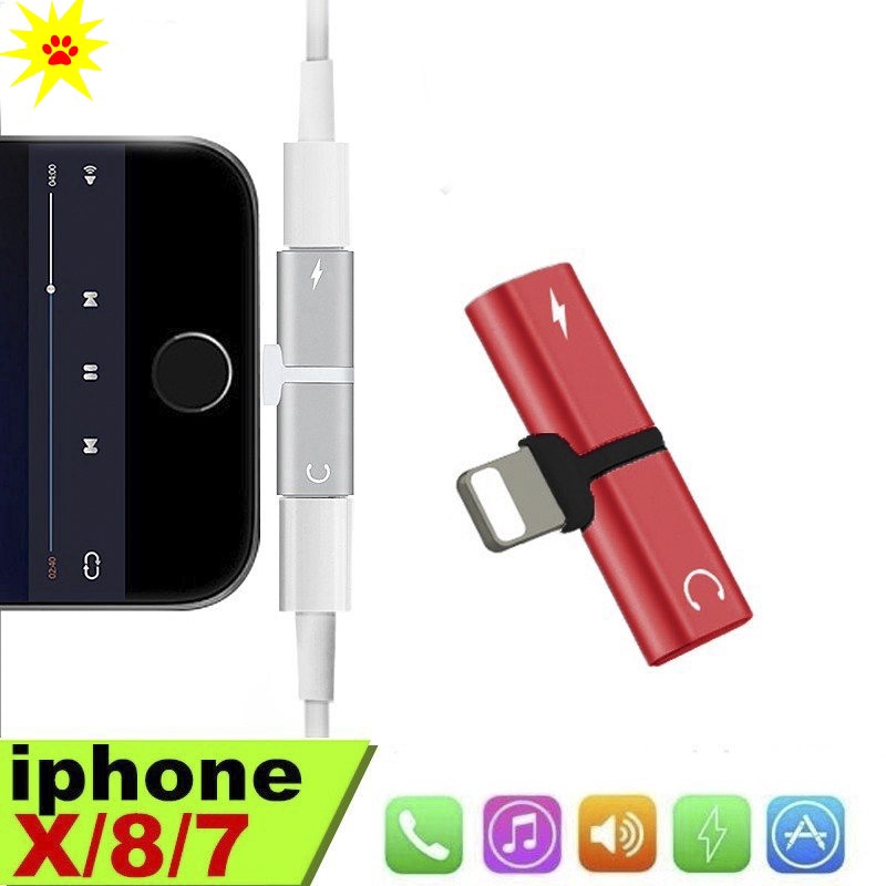 2 In 1 Adapter Splitter Dual Lightning Untuk Headphone