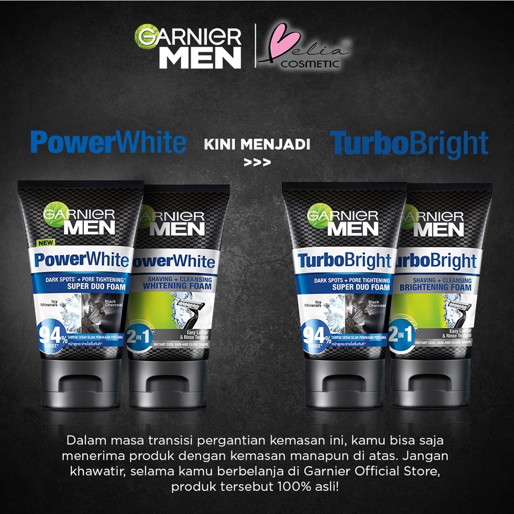 ❤ BELIA ❤ Garnier Men Series - AcnoFight | Turbolight Power White Oil Control Whitening Wasabi Matcha Foam Scrub Sabun Pembersih Wajah Pria 50 | 100