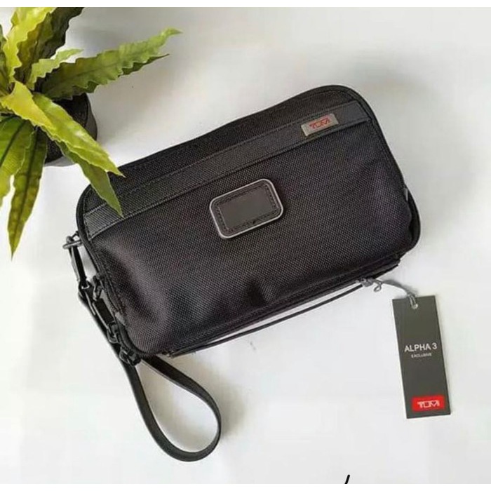 (BISA COD) TAS TUMI ALPHA BRAVO EXECUTIVE 3 HAND BAG CLUTCH PRIA TRAVEL KIT - Hitam