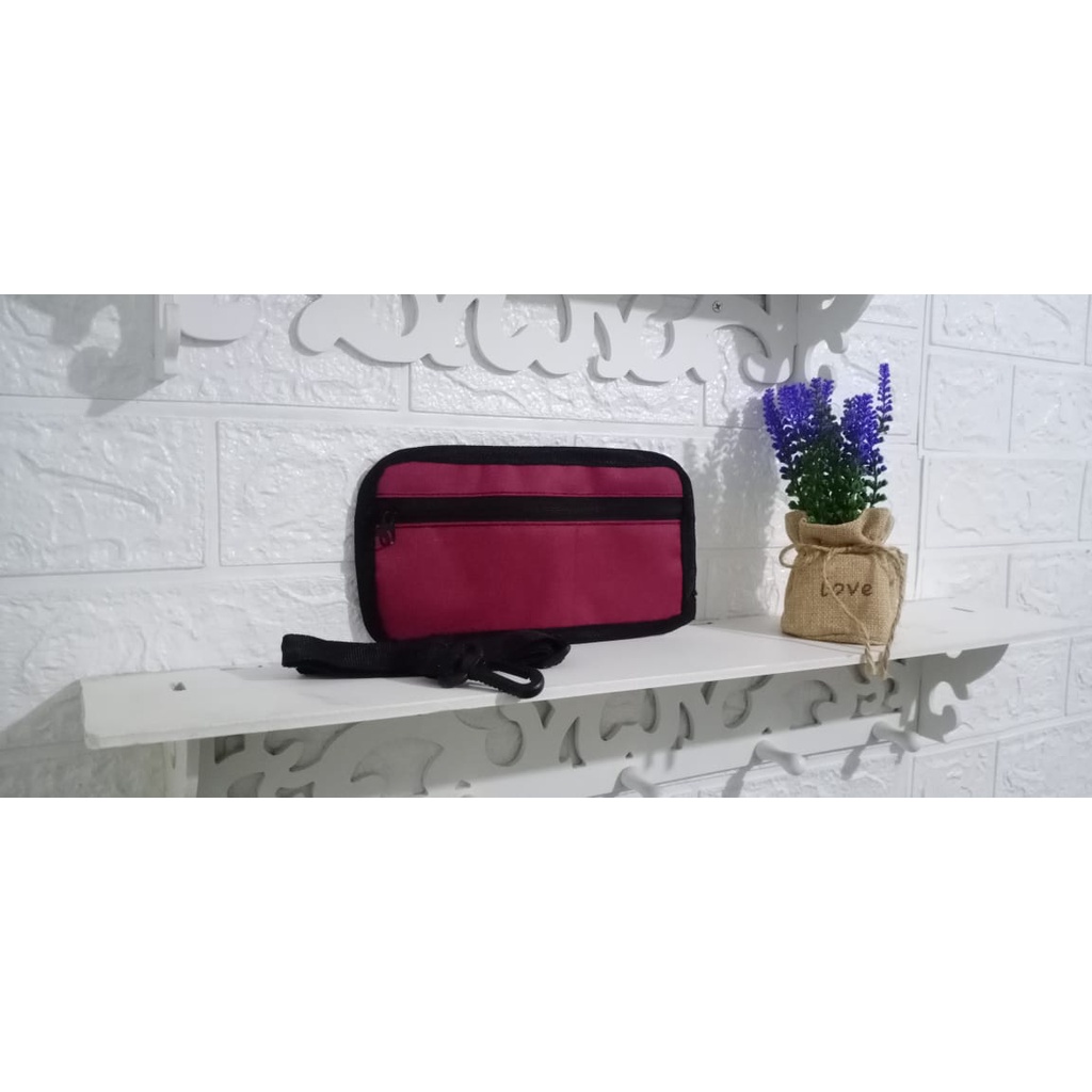 Poket Sako wallet Hp dan uang pria wanita | sling bag leher gantung leher touch screen maroon