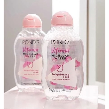 Pond's Vitamin MICELLAR WATER Makeup Remover Brightening Rose 235 ml / 100 ml / 55 ml - Dengan Niacinamide &amp; Vitamin C Untuk Semua Jenis Kulit - Pond Ponds - Membersihkan Kulit Wajah Make Up Micelar