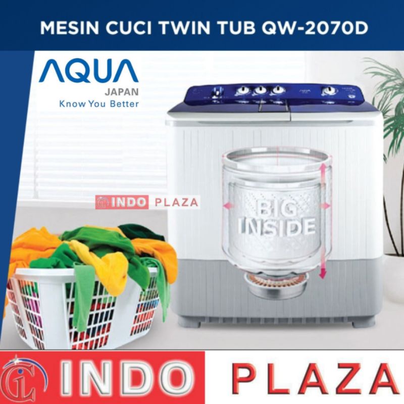 MESIN CUCI AQUA 2 Tabung 20 Kg QW-2070D