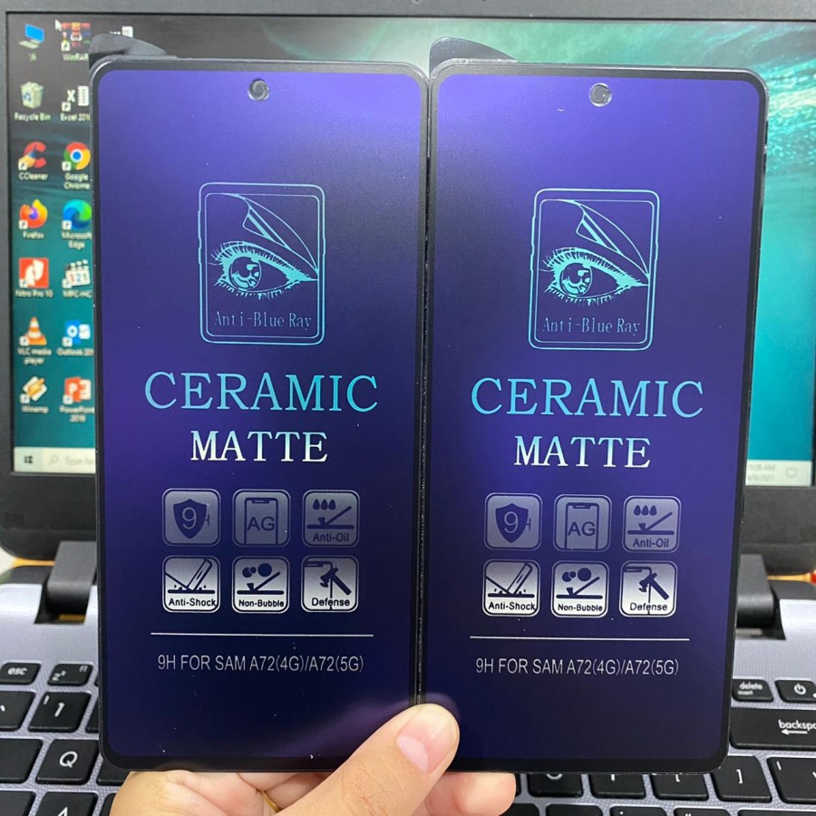 SAMSUNG A31 A32 A52 A72 Ceramic Matte Blue Ray Screen Guard Anti Radiasi Full Cover
