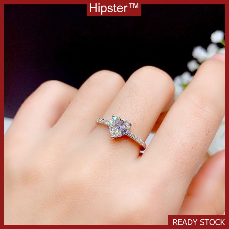 Love Heart-Shaped White Moissanite Diamond Ring