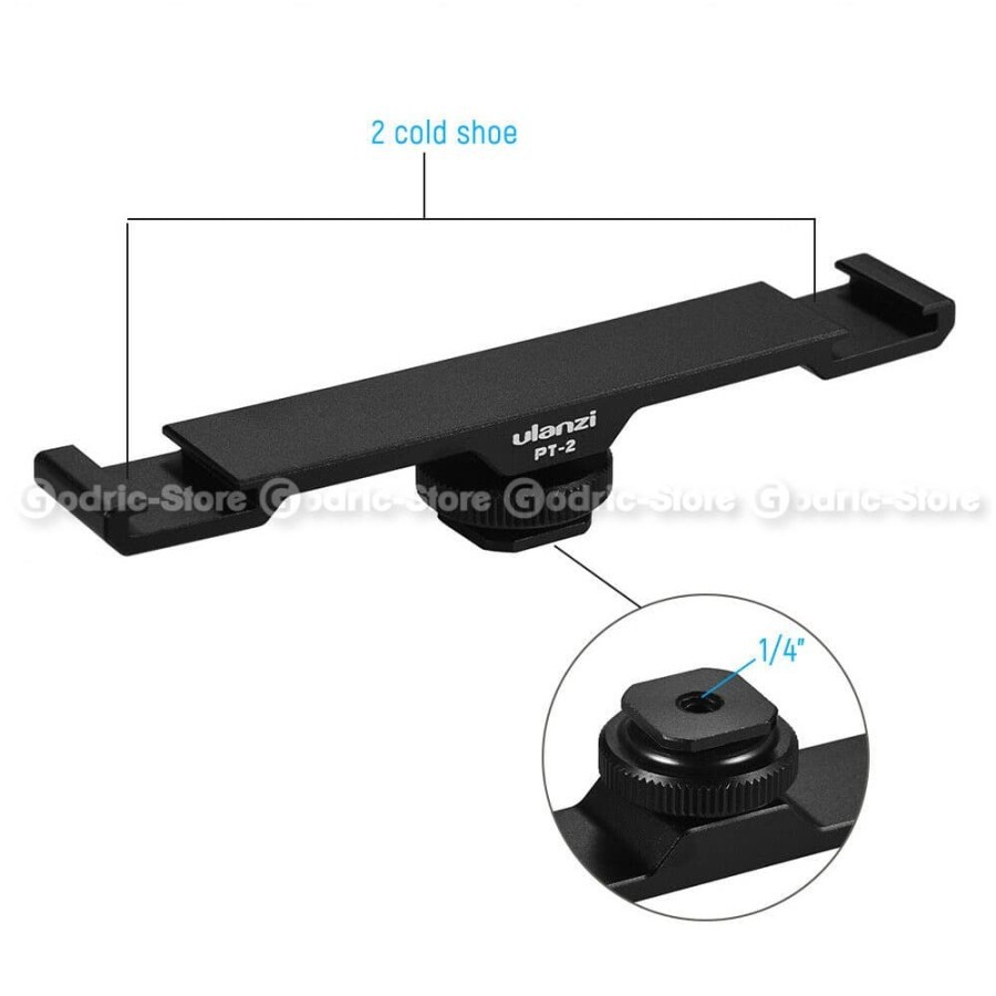 ULANZI PT-2 DUAL Cold Shoe Mount Mic &amp; LED Vlog Bracket for DSLR HP