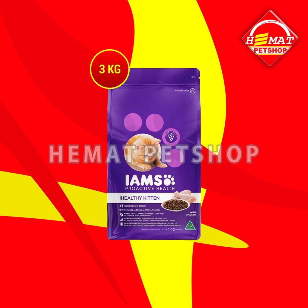 IAMS Makanan Anak Kucing Kitten Ayam Chicken 3 KG Murah No Whiskas